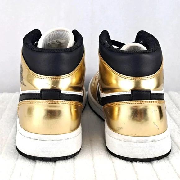 Jordan 1 Mid Men's Metallic Gold, White, Black sz 11 - Picture 6 of 9